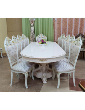 դոմասկո սպիտակ սեղան + 8 աթոռ